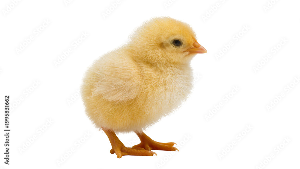 Obraz premium Fluffy Yellow Baby Chick Standing on Two Feet