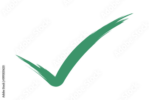Brush stroke dark green approval check mark sign icon texture on white background correct tick symbol vector illustration