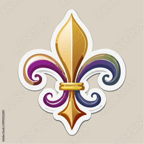Golden Fleur de Lis with Mardi Gras Colors