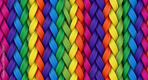 Colorful braided rope pattern seamless background vibrant multicolored strands woven together.