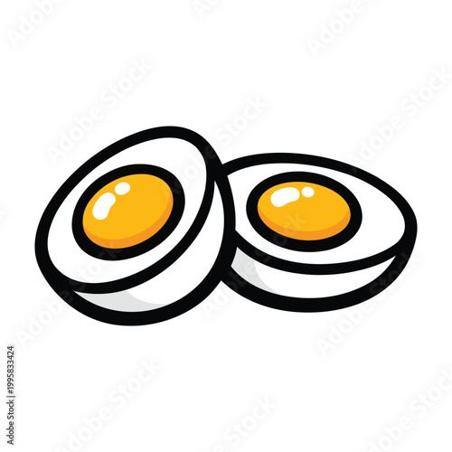 Boiled Egg Cartoon Illustration