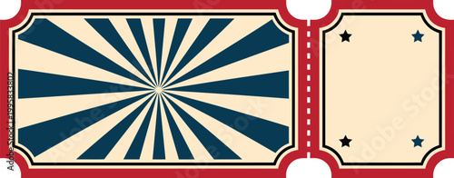 Blank vintage ticket stub template isolated on transparent background