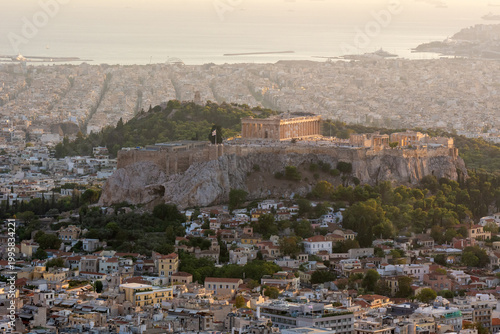 View of the city of Athens and the Acropolis Hill. Greece