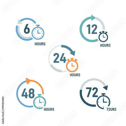 Time limit icons for 6 12 24 48 72 hours