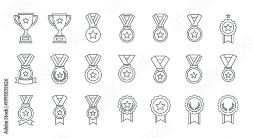 Collection of various award icons and medals.