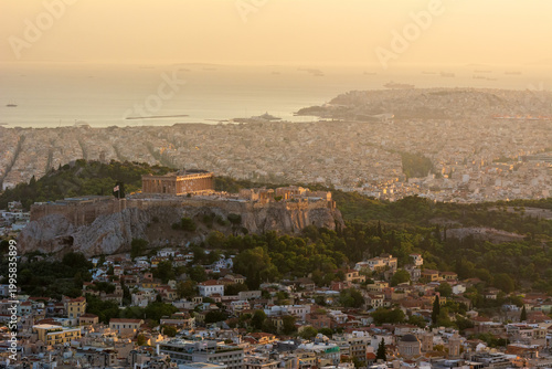 View of the city of Athens and the Acropolis Hill. Greece