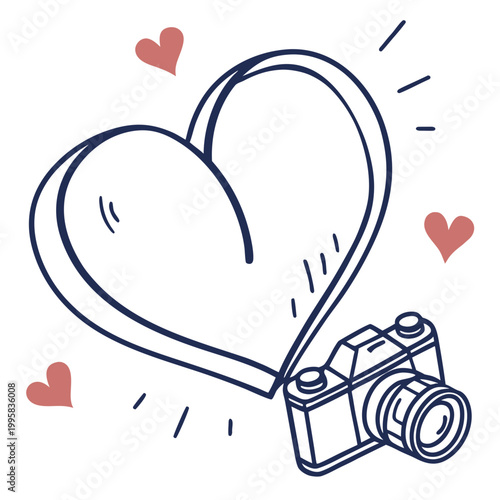 Bild auf Leinwand Photography concept featuring a camera icon and heart shapes, photography