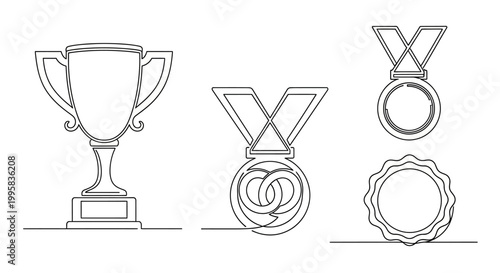A set of trophy and medal icons.