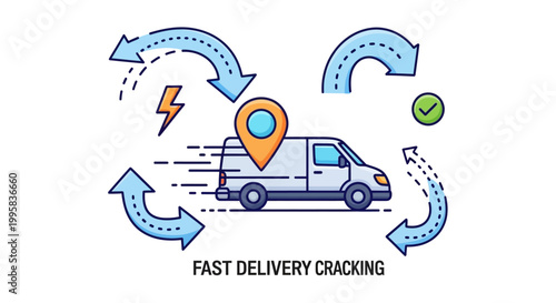 Fast delivery service concept with van.