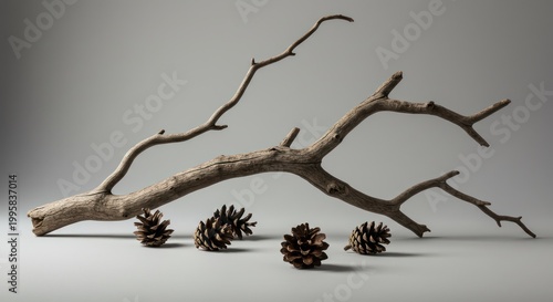 Pine cones and tree branch.
