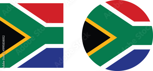 Set South Africa flags, banners, banners, symbols, flat icon. Vector illustration of collection of national symbols on various objects and state signs