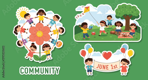 Joyful Community - Childrens Day Celebration with Diverse Kids.