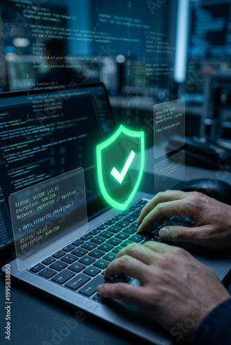 Cybersecurity Interface Scene with Elegant Professional Copy Space for Business Promotion