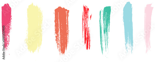 Modern Abstract Brush Stroke Elements for Logo and Web Design. Multicolor Artistic Brush Marks