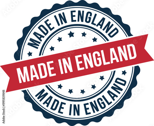 Made in England rubber stamp seal isolated on transparent background