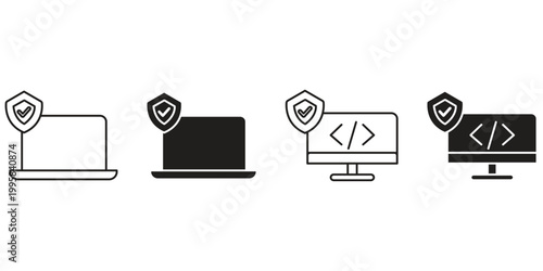 Cybersecurity and Data Protection Solid vector icon set.