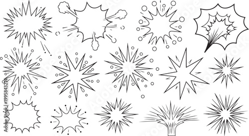 Comic Style Explosion and Speech Bubble Vector Set for Pop Art Design