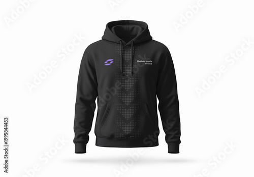 Realistic Black Hoodie Mockup on White Background