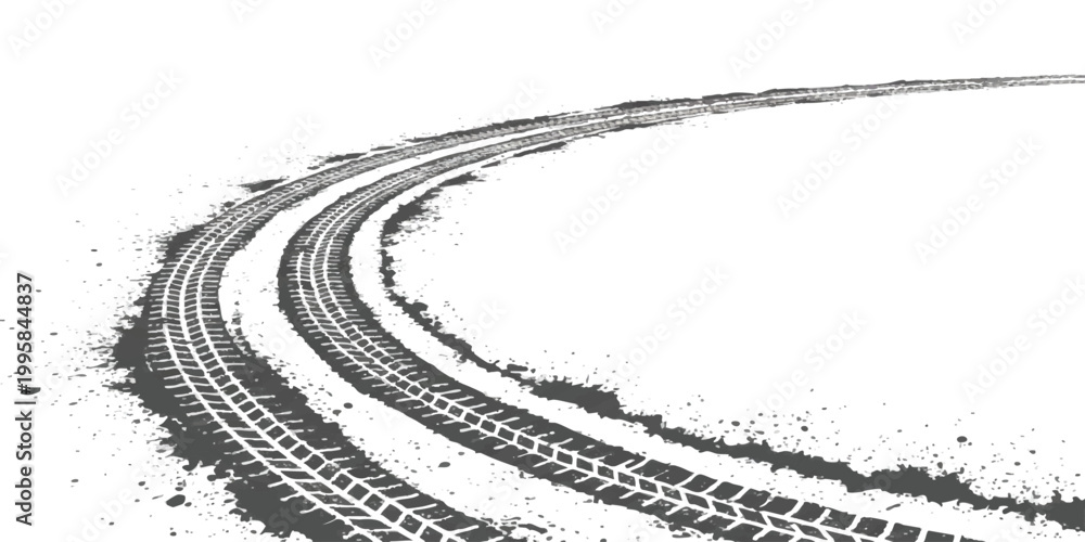Obraz premium Black tire track marks curving on the ground