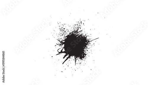 Black ink splatter splash grunge graphic style on white background, cratched dirty ink splatter stains, Abstract ink brush EPS10