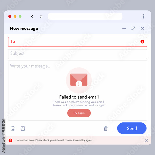 Canvastavla Email sending error notification UI failed message alert