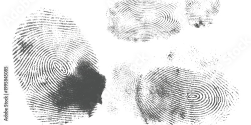 Black fingerprint impressions on a surface for forensic identification and security concepts