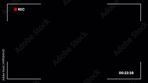Video Camera Recorder Screen Overlay with HUD Interface Alpha Channel and Timer for 4K Digital Cinematography 4k video