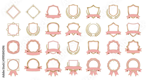 Decorative Vintage Emblems and Ribbons - Elegant Design Elements Collection