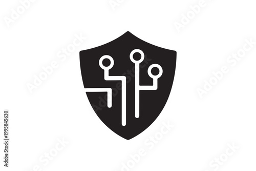 AI Shield Protection Silhouette Icon