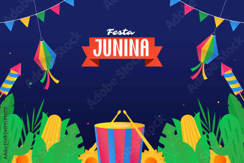 festa junina background illustration in gradient design style