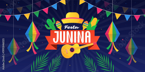 gradient banner illustration for the Festa Junina celebration