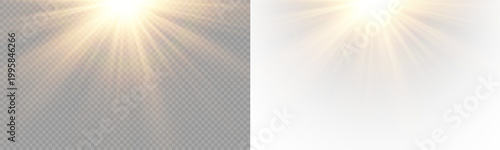 Sunshine light effect with smooth gradient glow and atmospheric brightness in PNG format. PNG sunlight rays isolated on transparent background.