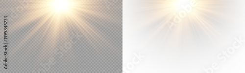 Sunshine light effect with smooth gradient glow and atmospheric brightness in PNG format. PNG sunlight rays isolated on transparent background.
