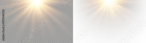 Sunshine light effect with smooth gradient glow and atmospheric brightness in PNG format. PNG sunlight rays isolated on transparent background.