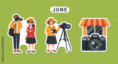 Photographers with Cameras and Accessories Posing for a Photo Shoot.