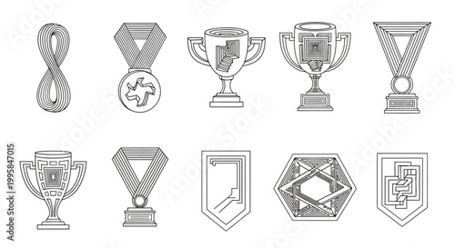 Collection of various trophy and medal icons.