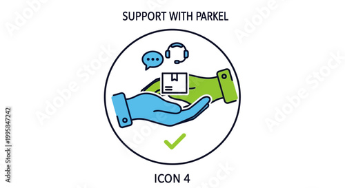 Support and help icon with hand.