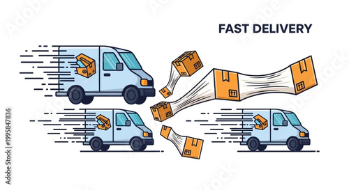 Fast delivery concept with speeding van.