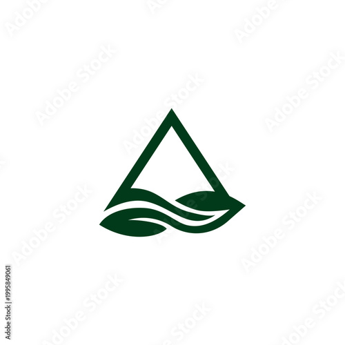 logo design summit and leaf,nature ,landscape,symbol,icon,idea,creative.