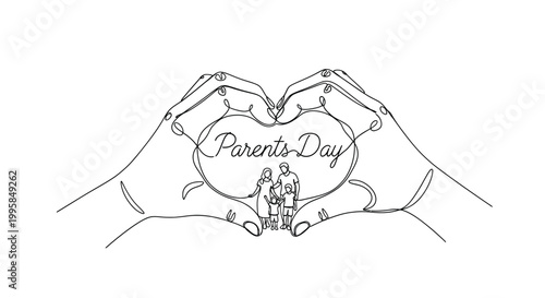 A heart-shaped hands cradle a family on Parents Day