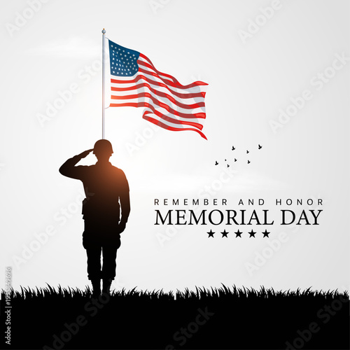 Memorial Day, Remember and Honor. United States of America. May 27. A moment of silence for United States Veterans. Creative vector illustration design for banner, poster, social media.