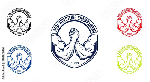 Arm Wrestling Championship Emblem - Five Color Variations