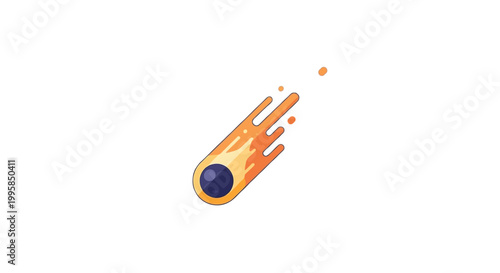 A vibrant illustration of a fiery comet streaking across a white background, symbolizing cosmic events and astronomical phenomena