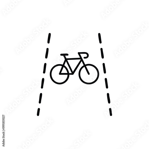 Bicycle lane icon black and white vector bike path infrastructure symbol for urban transport and cycling route signage