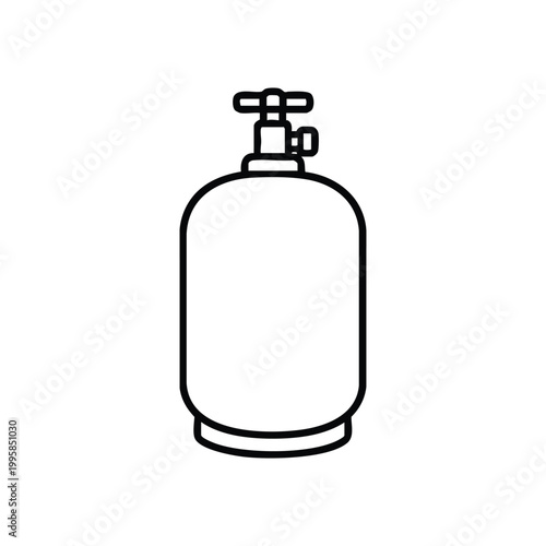 Black and white gas cylinder icon for industrial infrastructure and energy storage