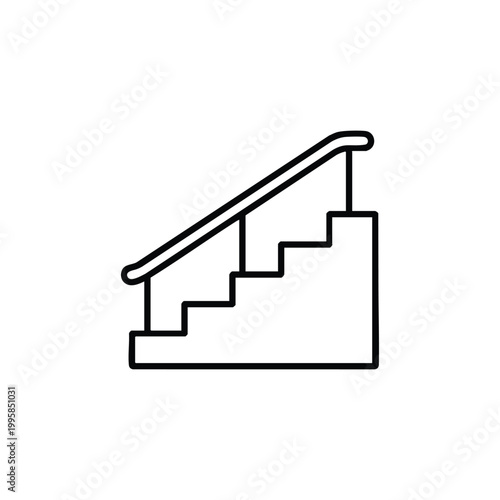 Staircase with handrail black and white vector icon infrastructure architecture symbol