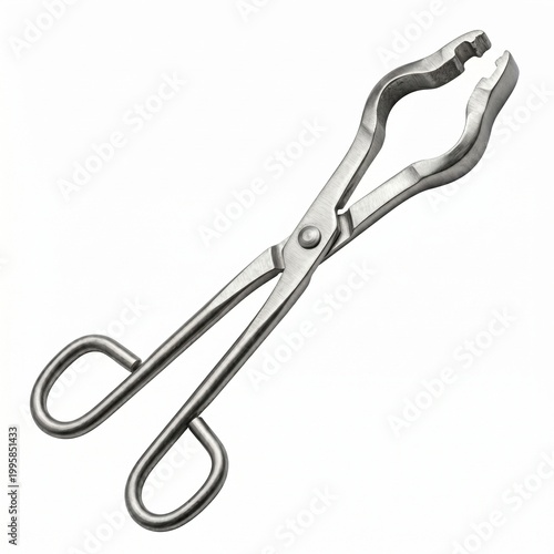 Shiny Metal Laboratory Crucible Tongs On A Clean White Background In A Professional Studio Shot