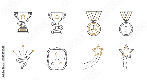 A collection of award icons and symbols.