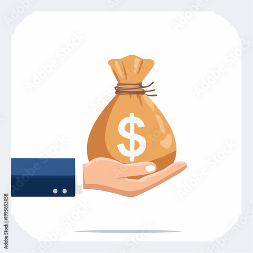 Hand Holding a Money Bag with Dollar Sign