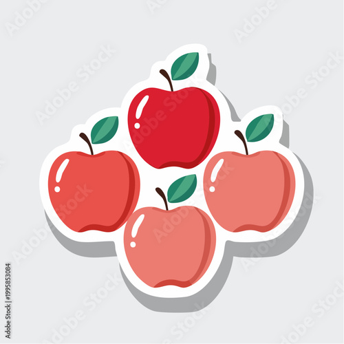Illustration of four apples in different shades of red and pink